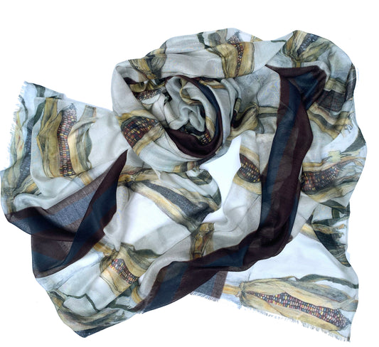 ROASTED PECAN LEOPARD PRINT CASHMERE AND SILK SCARF — Atelier Boutique